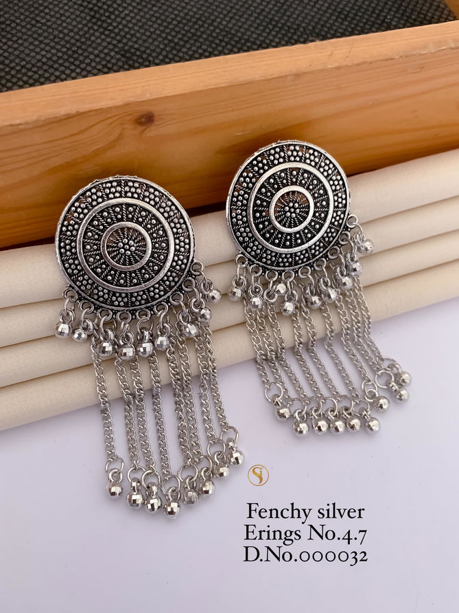 3 Fancy Navratri Special Silver Earrings Wholesale Shop In Surat
